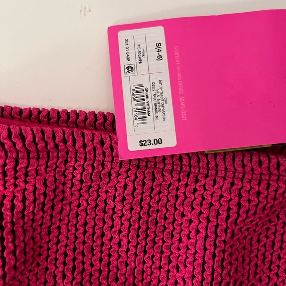 NWT High Waisted French Cut Ribbed Pink & Black Bikini Bottom - Picture 6 of 6